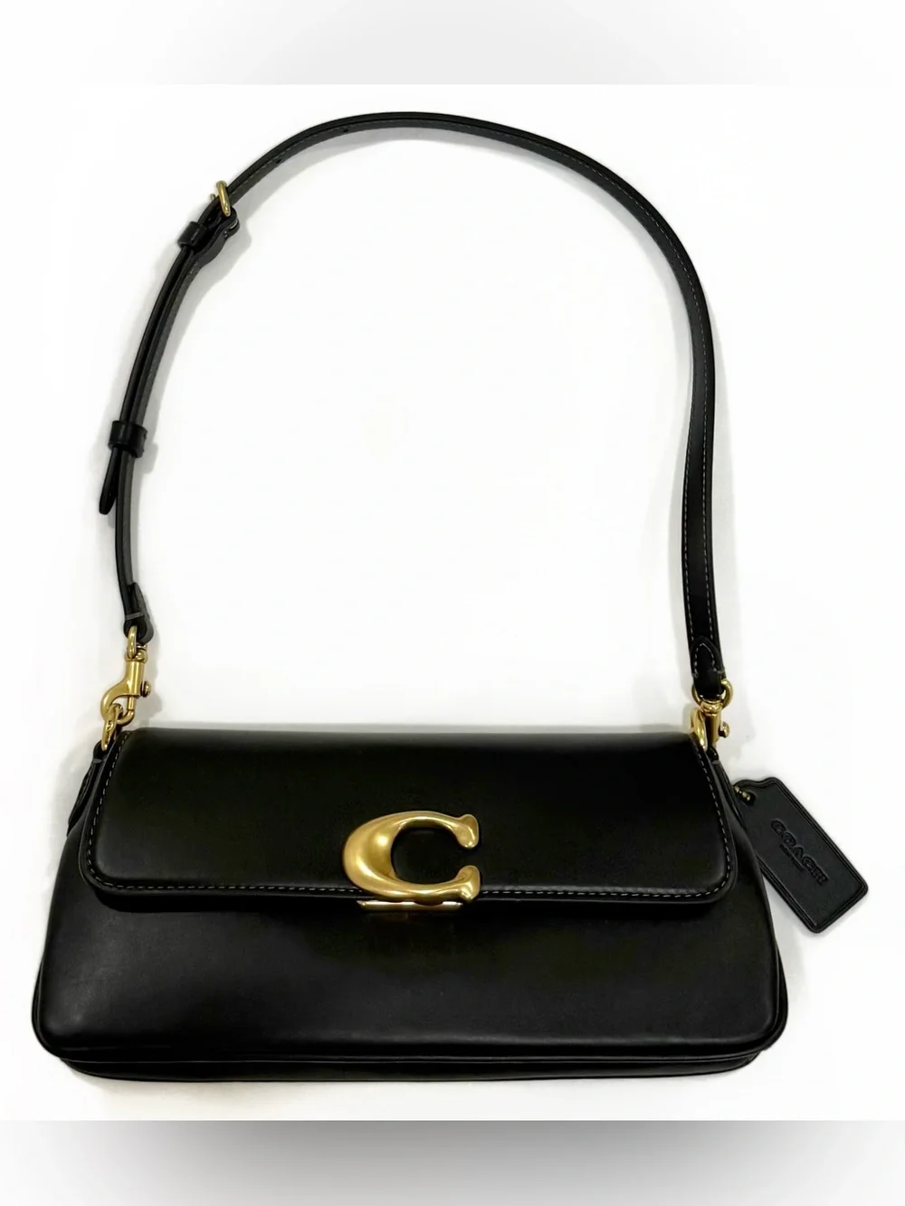 New Coach Jet black leather shoulder bag & crossbody strap